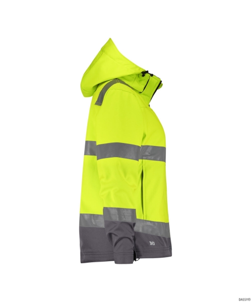DASSY-Damen-Warnschutz-Softshelljacke, MALAGA, neongelb/zementgrau