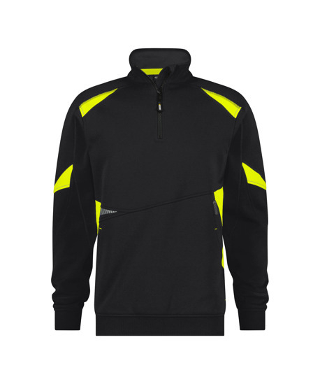 DASSY-Sweatshirt ARATU, 305 g/m, schwarz/neongelb