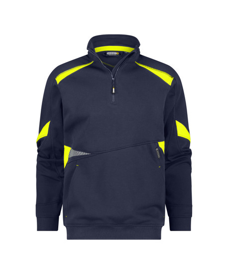 DASSY-Sweatshirt ARATU, 305 g/m, nachtblau/neongelb
