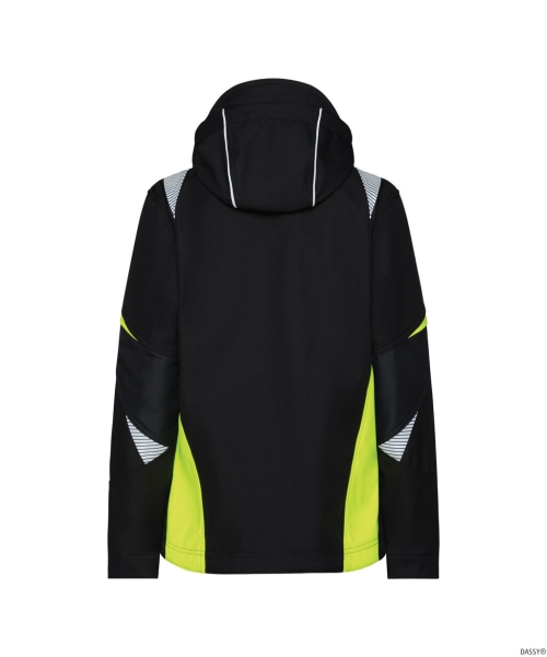 DASSY-Damen-Softshell Jacke KALAMA, 280 g/m�, schwarz/neogelb