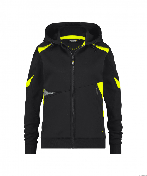 DASSY-Damen-Kapuzensweatshirt SANTOS, 305 g/m, schwarz/neogelb