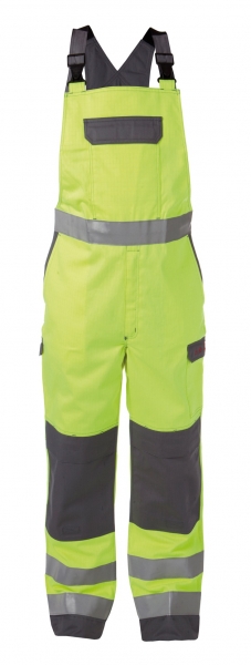 DASSY-Warnschutz-Latzhose mit Kniepolstertaschen COLOMBIA gelb/grau