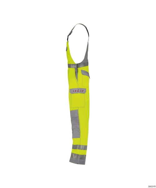 DASSY-Warnschutz-Latzhose mit Kniepolstertaschen COLOMBIA  gelb/grau