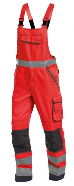 DASSY-Warnschutz-Latzhose, MALMEDY, rot/zementgrau
