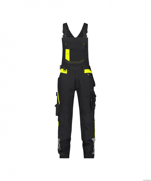 DASSY-Stretch-Arbeitshose mit Kniepolstertaschen ULSAN, 245 g/m, schwarz/neongelb