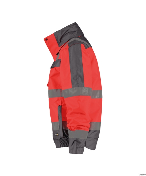 DASSY-Warnschutz-Winterjacke LIMA,   rot/grau
