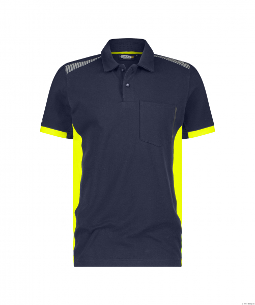 DASSY-Polo-Shirt VERACRUZ, 220 g/m, nachtblau/neongelb