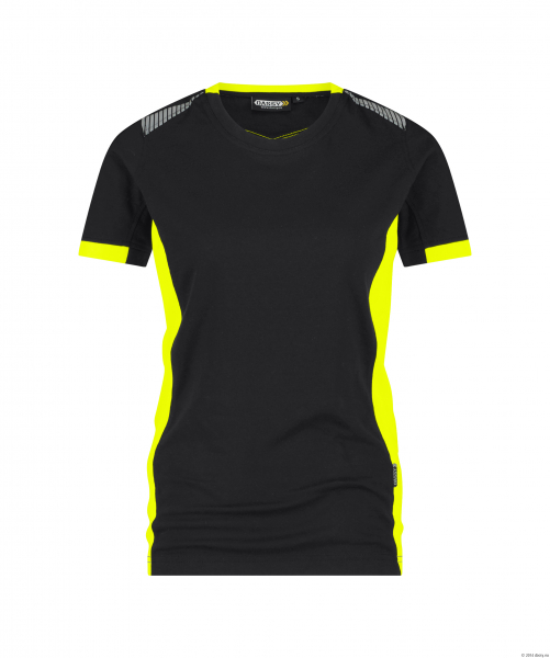 DASSY-Damen-T-Shirt TAMPICO, 180 g/m, schwarz/neongelb