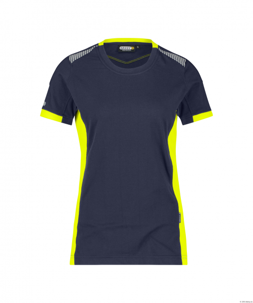 DASSY-Damen-T-Shirt TAMPICO, 180 g/m, nachtblau/neongelb