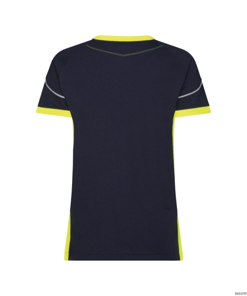DASSY-Damen-T-Shirt TAMPICO, 180 g/m�, nachtblau/neongelb
