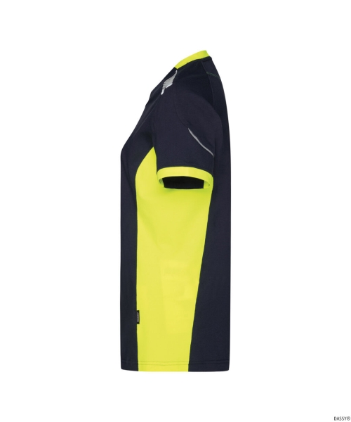 DASSY-Damen-T-Shirt TAMPICO, 180 g/m�, nachtblau/neongelb