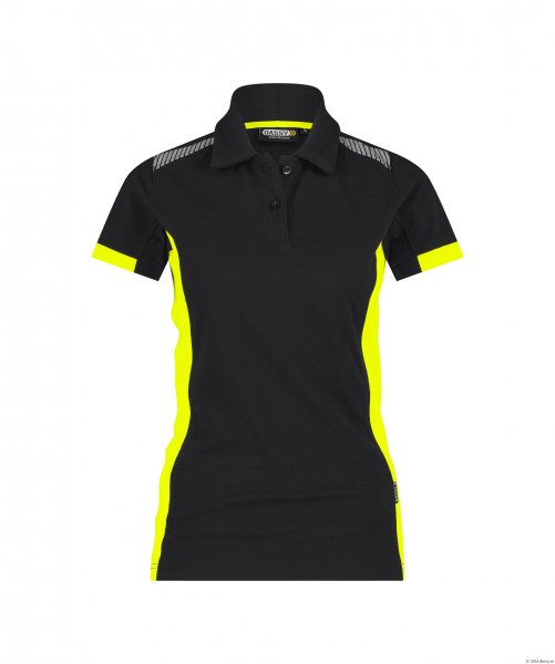 DASSY-Damen-Polo-Shirt VERACRUZ, 220 g/m, schwarz/neongelb