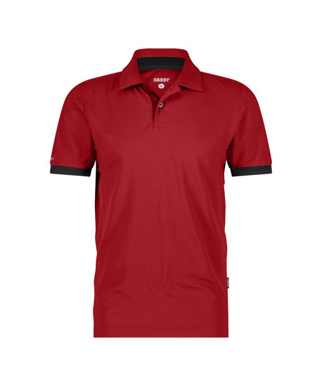 DASSY-Poloshirt TRAXION NEXT, 215 g/m, rot/schwarz