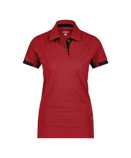DASSY-Damen-Polo-Shirt TRAXION NEXT, 215 g/m, rot/schwarz