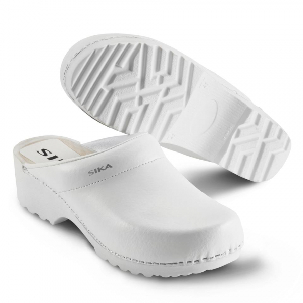 SIKA-Arbeits-Berufs-Clogs, TRADITIONEL, offene Ferse, weiss