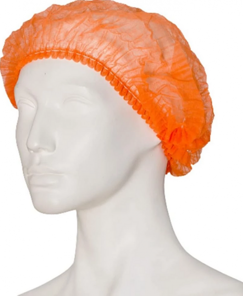 WIROS-Einweg-Vlies-Hauben, Einmalhauben, Clip, Pkg  100 Stck, VE = 1000 Stck, orange