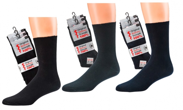 WOWERAT-Herren-Wellness-Socken, 100 % Baumwolle, 1/1-Rippe, 3-er Pkg, anthrazit