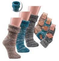 WOWERAT-Thermo-Wollsocken, innen geraut mit Umschlag, beigemelange