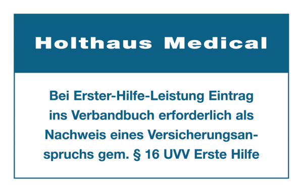 Aufkleber Eintrag Verbandbuch , 60 x 100 mm