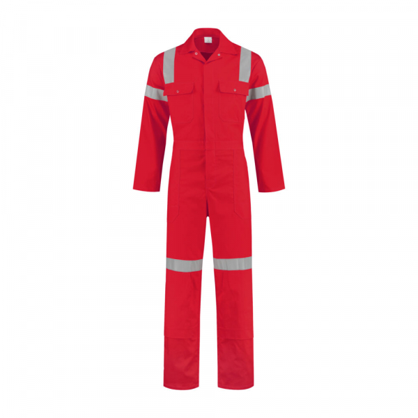Overall mit Reflexstreifen, 200g/m, rot
