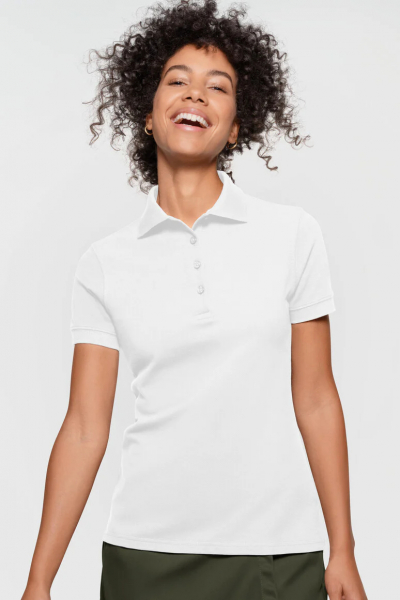 Label-Free Damen Poloshirt Heavy MIKRALINAR® ECO, weiß