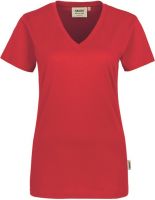 HAKRO-Damen-T-Shirt, Women-Arbeits-Berufs-Shirt, V-Ausschnitt Classic, rot
