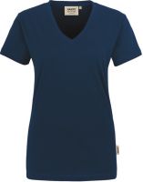 HAKRO-Damen-T-Shirt, Women-Arbeits-Berufs-Shirt, V-Ausschnitt Classic, marine