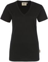 HAKRO-Damen-T-Shirt, Women-Arbeits-Berufs-Shirt, V-Ausschnitt Classic, schwarz