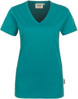 HAKRO-Damen-T-Shirt, Women-Arbeits-Berufs-Shirt, V-Ausschnitt Classic, smaragd