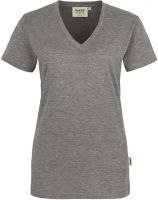 HAKRO-Damen-T-Shirt, Women-Arbeits-Berufs-Shirt, V-Ausschnitt Classic, grau-meliert
