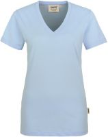 HAKRO-Damen-T-Shirt, Women-Arbeits-Berufs-Shirt, V-Ausschnitt Classic, ice-blue