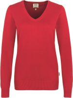 HAKRO-Women-Pullover, V-Ausschnitt  Premium-Cotton, rot
