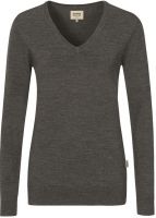 HAKRO-Women-Pullover, V-Ausschnitt  Merino Wool, anthrazit-melange