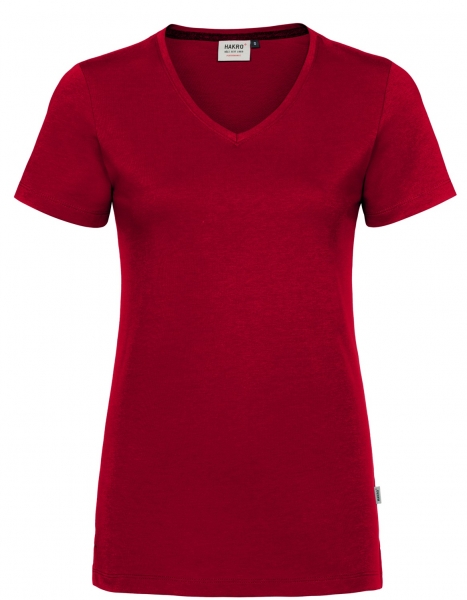 HAKRO-Damen-V-Shirt, Cotton-Tec, 185 g / m, rot