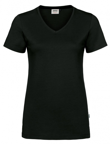 HAKRO-Damen-V-Shirt, Cotton-Tec, 185 g / m, schwarz