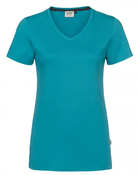 HAKRO-Damen-V-Shirt, Cotton-Tec, 185 g / m, smaragd