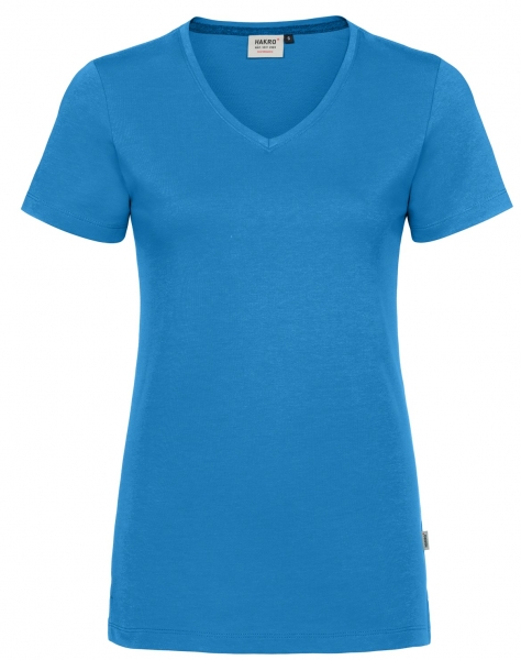 HAKRO-Damen-V-Shirt, Cotton-Tec, 185 g / m malibublau
