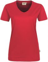 HAKRO-Damen-T-Shirt, Women-Arbeits-Berufs-Shirt, V-Ausschnitt Performance, rot