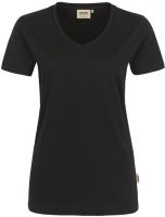 HAKRO-Damen-T-Shirt, Women-Arbeits-Berufs-Shirt, V-Ausschnitt Performance, schwarz