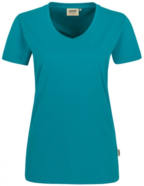HAKRO-Damen-T-Shirt, Women-Arbeits-Berufs-Shirt, V-Ausschnitt Performance, smaragd