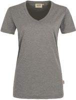 HAKRO-Damen-T-Shirt, Women-Arbeits-Berufs-Shirt, V-Ausschnitt Performance, grau-meliert