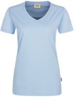 HAKRO-Damen-T-Shirt, Women-Arbeits-Berufs-Shirt, V-Ausschnitt Performance, ice-blue