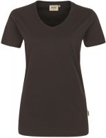 HAKRO-Damen-T-Shirt, Women-Arbeits-Berufs-Shirt, V-Ausschnitt Performance, chocolate