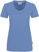 HAKRO-Damen-T-Shirt, Women-Arbeits-Berufs-Shirt, V-Ausschnitt Performance, malibu-blue