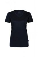 HAKRO-Damen-T-Shirt, Women-Arbeits-Berufs-Shirt, V-Ausschnitt Coolmax®, schwarz