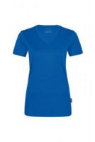 HAKRO-Damen-T-Shirt, Women-Arbeits-Berufs-Shirt, V-Ausschnitt Coolmax®, royal