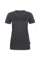 HAKRO-Damen-T-Shirt, Women-Arbeits-Berufs-Shirt, V-Ausschnitt Coolmax®, anthrazit