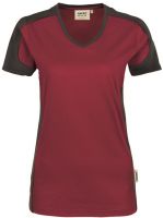 HAKRO-Damen-T-Shirt, Women-Arbeits-Berufs-Shirt, Contrast, Performance, 160 g / m, weinrot