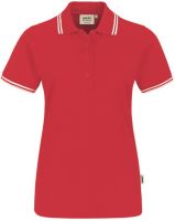 HAKRO-Damen-Poloshirt, Women-Arbeits-Berufs-Polo-Shirt, Twin-Stripe, rot