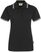 HAKRO-Damen-Poloshirt, Women-Arbeits-Berufs-Polo-Shirt, Twin-Stripe, schwarz